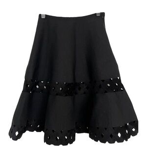 Alaia Black A-Line Skirt with Cut-Out Details